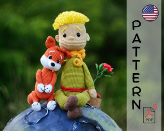 Crochet pattern cute little prince and fox amigurumi PDF