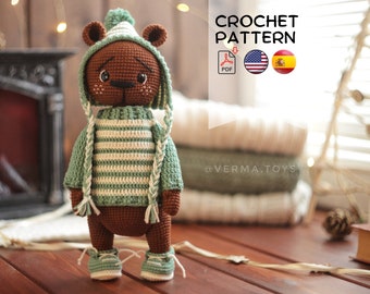 Patron au crochet ours mignon poupée Roro PDF