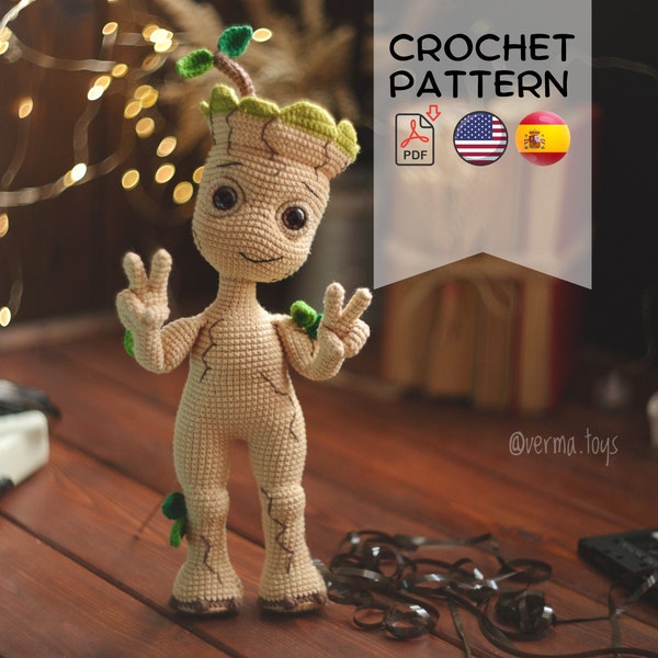 Crochet pattern cute doll tree english spanish PDF