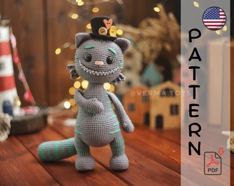 Crochet pattern Cheshire cat amigurumi PDF