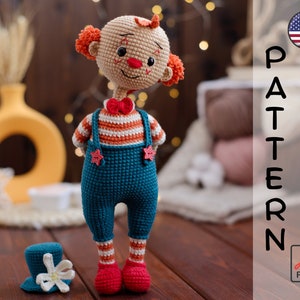 Crochet pattern Clown Lou amigurumi PDF