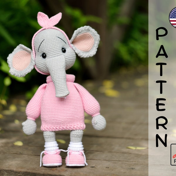 Crochet pattern cute elephant amigurumi PDF