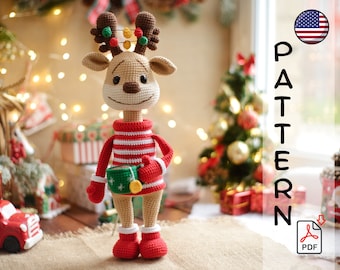 Crochet pattern Christmas deer PDF