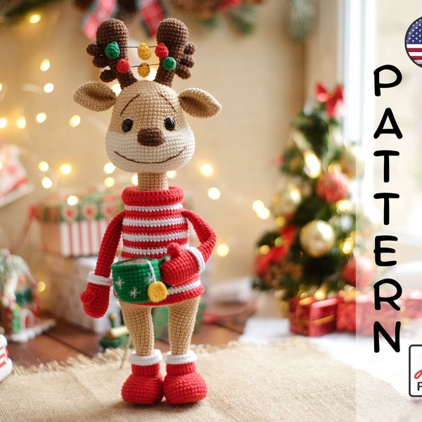 Crochet pattern Christmas deer PDF