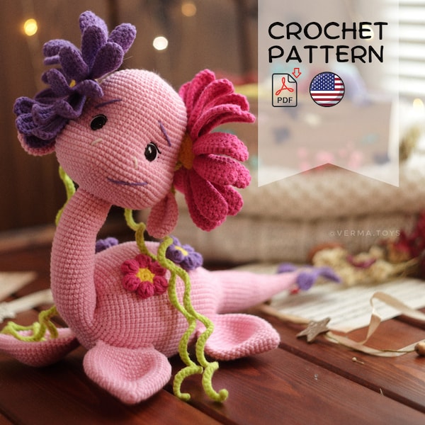 Crochet pattern cute dragon Nessie PDF