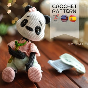 Crochet pattern cute panda Moon doll PDF