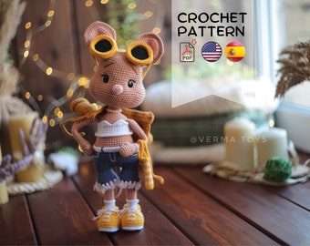 Crochet pattern cute mouse Pixie doll PDF