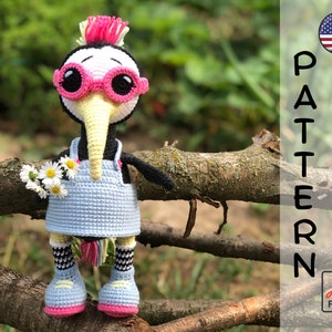 crochet pattern amigurumi rainbow bird PDF