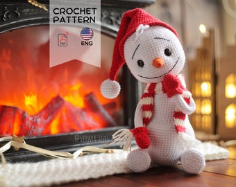 Crochet pattern cute snowman doll PDF