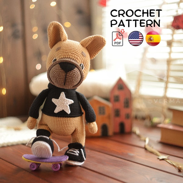 Crochet pattern cute French bulldog Buddy PDF
