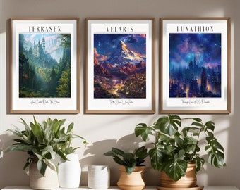 Maasverse World Prints: Velaris, Terrasen, Lunathion Art (digitale download)