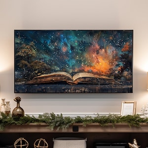 Book Lover Smart TV Art, Reader FRAME TV art, Open Fantasy Book Fine Art, Samsung Frame tv art for Reader, Digital Download art, Minimal Art