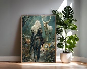 Aelin Galathynius Art Print: Throne of Glass, Fantasy Library Wall Decor (Digital Download)