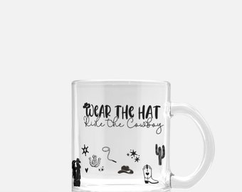 Cowboy Romance Mug, Western Bookish Glass Mug, Cowgirl Cup, Reader Gifts, Gift for her, Book Lover Mug