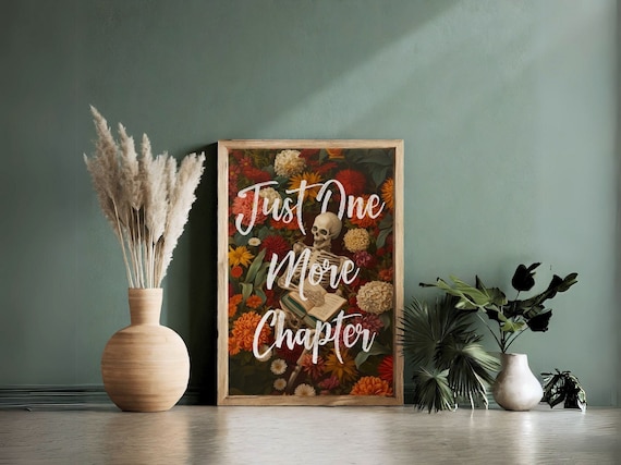 Reading Skeleton Art Print: Book Lover Literary Decor (Digital Download)