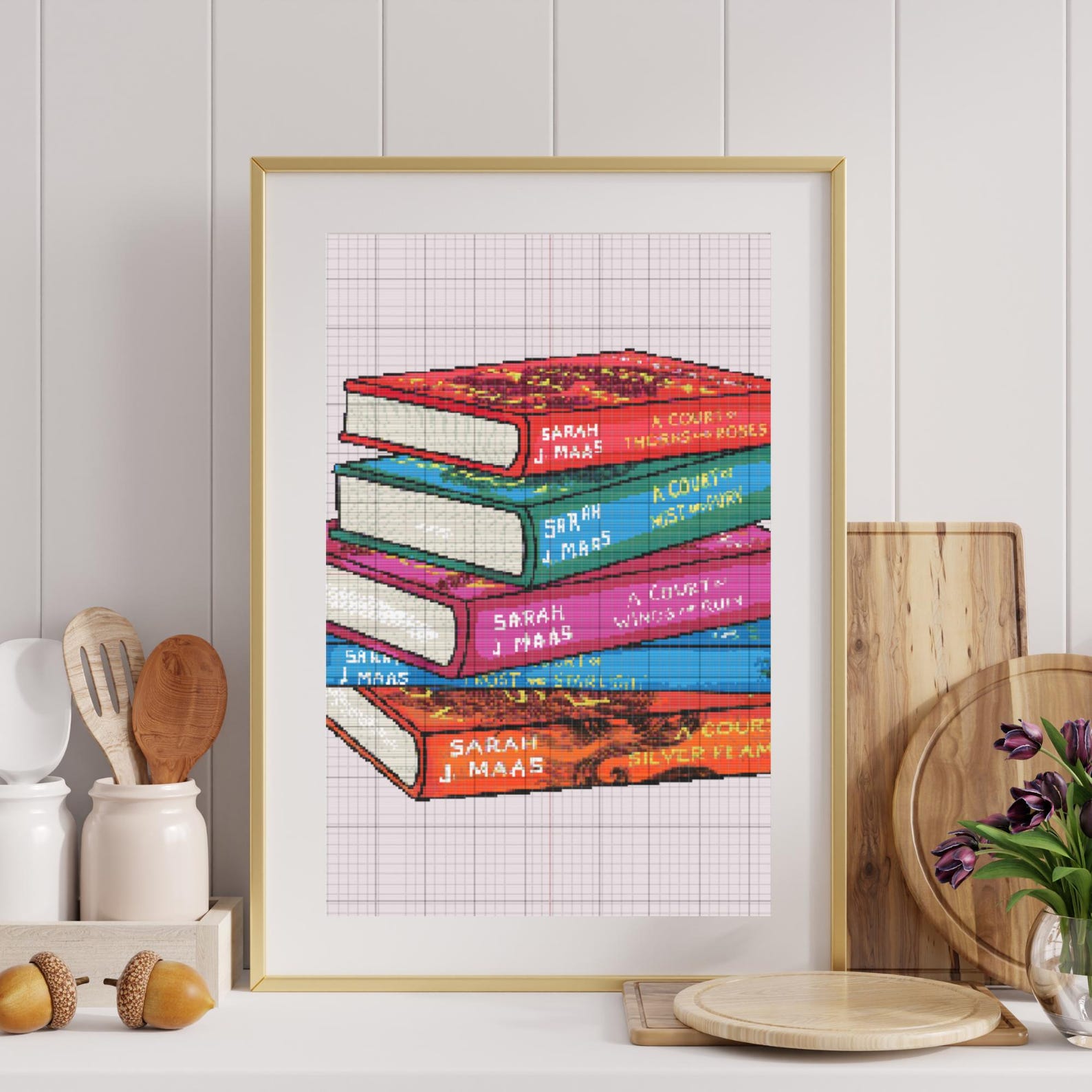 ACOTAR Book Stack Cross Stitch Pattern: Bookish Frog (digital Download ...