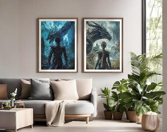Xaden & Violet Dragon Riders Art Print: Fourth Wing Romantasy (Digital Download)