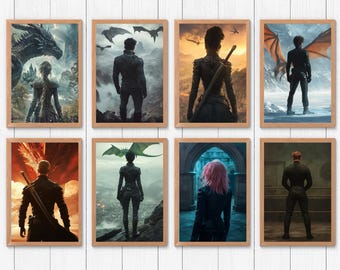 Fourth Wing Character Art Prints: Navarre Fantasy Art, Set of 9