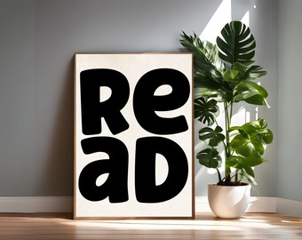 LEE estampa minimalista: Arte para rincón de lectura (Descarga digital)