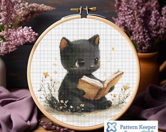 Cats and Books Cross Stitch Pattern, Bookish Cross Stitch Download, Book Lover’s Cross Stitch Digital Download, Pattern Keeper Compatible