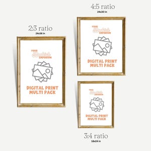 Puede incluir: Tres opciones de multipack de impresi&oacute;n digital en diferentes tama&ntilde;os: 24x36 pulgadas (relaci&oacute;n 2:3), 24x30 pulgadas (relaci&oacute;n 4:5) y 18x24 pulgadas (relaci&oacute;n 3:4). Cada impresi&oacute;n presenta una pila de fotos con un dise&ntilde;o de sol y monta&ntilde;a y el texto "Your Mockish Emporium".