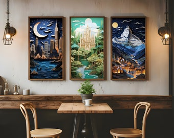 Maasverse World Art Prints: Velaris, Terrasen, Lunathion (digitale download)