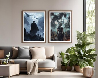 Xaden & Violet Dragon Riders Art Print: Fourth Wing Romantasy (Digital Download)