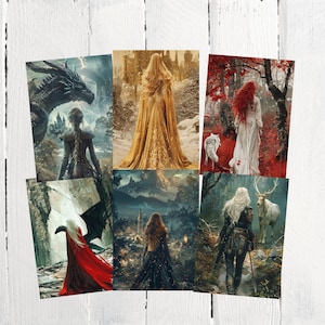 FMC Charakter Fanart Prints, Aelin Feyre Auren Manon Poppy Violet Art Prints, 5x7 & 4x6 Dual-Use-Postkarte für Maasverse-Liebhaber, Leser TOG