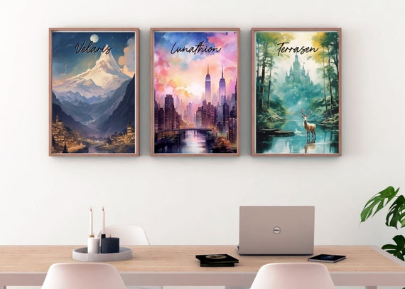 Maasverse World Art Prints: Velaris, Terrasen, Lunathion (Digital Download)