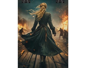Póster de fanart de Aelin Galathynius, arte mural de Trono de Cristal, lámina de Sarah J. Maas, merchandising de TOG, regalo para lectores de fantasía, decoración del universo de Maas