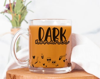 Dark Romance Book Lover Mug, Book Lover Glass Mug, Gift for Her, Dark Academia Gifts