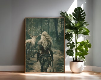 Aelin Galathynius Art Print: Romantyczna praca artystyczna „Fierce Woman” (pobranie cyfrowe)