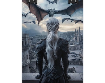 Póster de fanart de Manon Blackbeak, arte mural de Trono de Cristal, lámina de Sarah J. Maas, merchandising de TOG, regalo para lectores de fantasía, decoración del universo de Maas