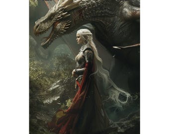 Throne of Glass Poster: Manon Blackbeak & Dragon, Maasverse Fanart