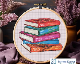 ACOTAR Book Stack Cross Stitch Pattern: Bookish Frog (Digital Download)