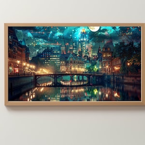 Lunathion Crescent City Texture Smart TV Art, Book Lover FRAME TV art, Maasverse Fine Art, Samsung Frame Tv art for Reader, Digital Download