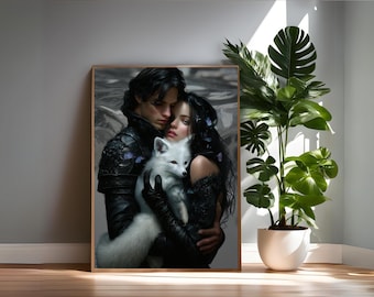 Saeris Fane and Kingfisher Art Print: Quicksilver, Brimstone, Dark Fantasy Romance, Bookish Decor (Digital Download)