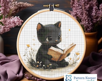 Cats and Books Cross Stitch Pattern, Bookish Cross Stitch Download, Book Lover’s Cross Stitch Digital Download, Pattern Keeper Compatible