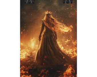 Póster de fanart de Aelin Galathynius, arte mural de Trono de Cristal, lámina de Sarah J. Maas, merchandising de TOG, regalo para lectores de fantasía, decoración del universo de Maas
