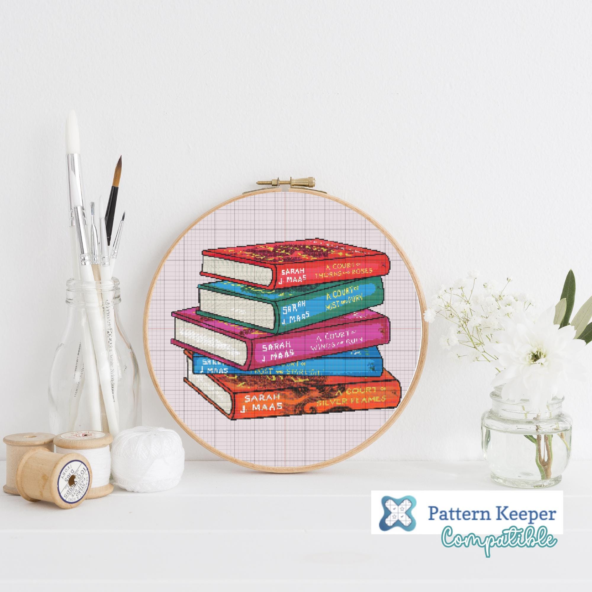 ACOTAR Book Stack Cross Stitch Pattern: Bookish Frog (digital Download ...