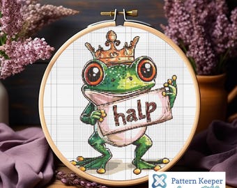 Kingsley Frog Prince Cross Stitch Pattern: Bookish Villain Design (PDF Pattern)