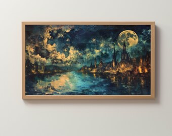 Lunathion Crescent City Texture Smart TV Art, Book Lover FRAME TV art, Maasverse Fine Art, Samsung Frame Tv art for Reader, Digital Download