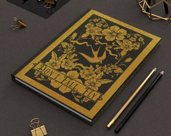Don't Fall, Fly Plated Prisoner Notebooks, Auren & Slade, Raven Kennedy Gifts, Book Lover Notebook, Gold Glow Gleam Glint Gild, Reader Gift