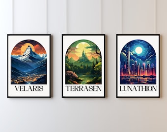 Maasverse Cityscape Art Prints: Velaris, Terrasen, Lunathion (Digital Download)