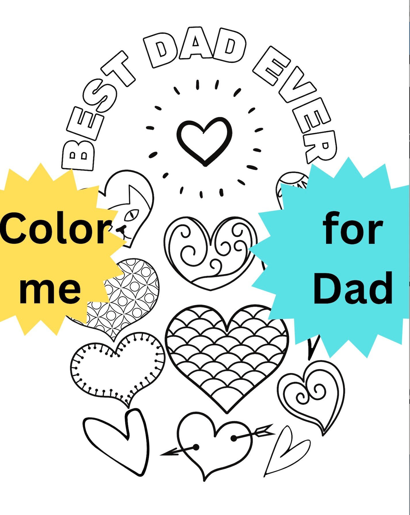 Best Dad Coloring Page Instant Download - Etsy Australia