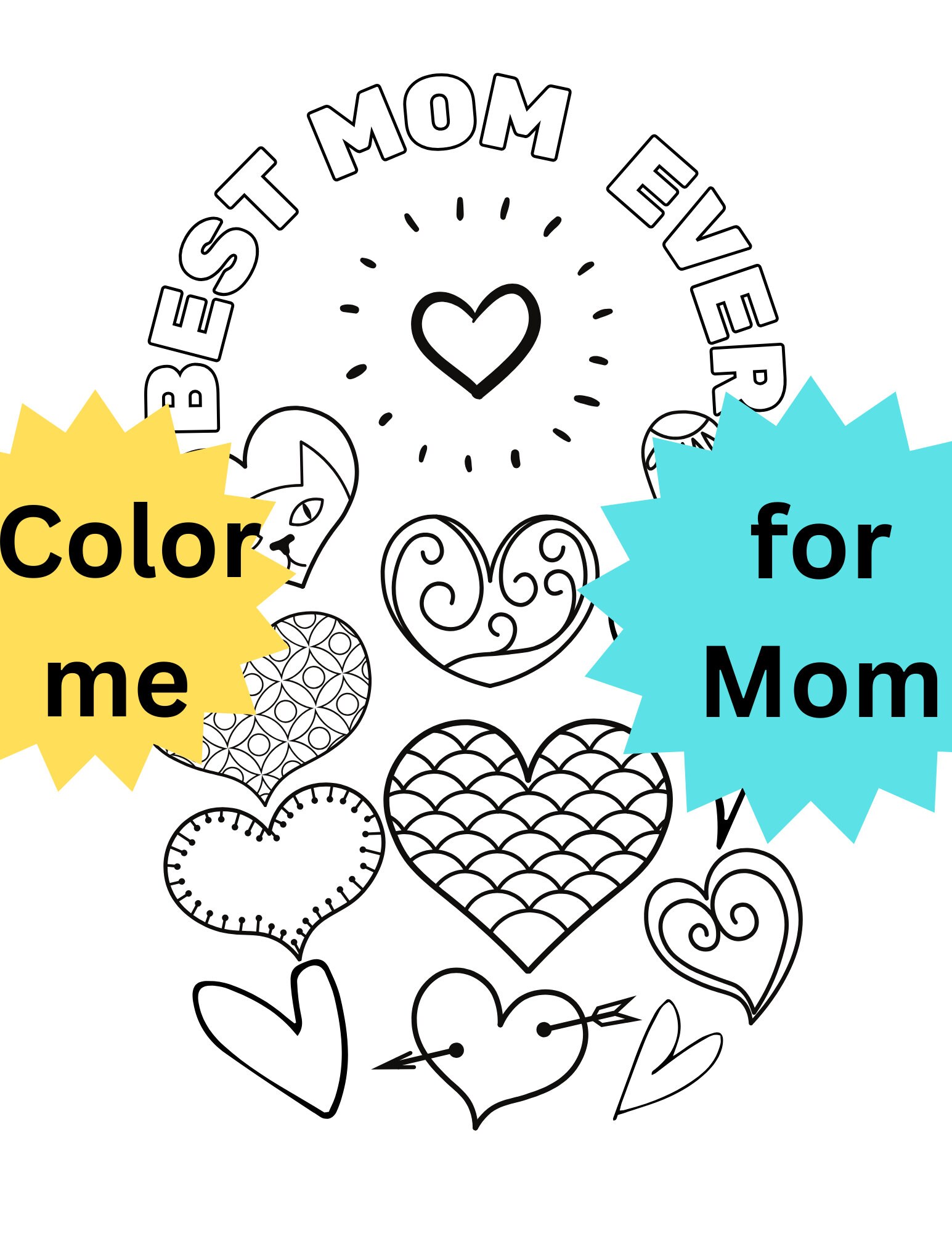 Best Mom Coloring Page - Instant Download • Mothers Day • Mom • Gifts ...