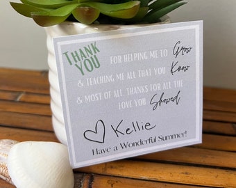 Thank YOU End of the Year Teacher gift, Teacher Assistant Gift, Thank You for Helping me Grow, Instant Download, Various colors tag