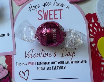 Valentine's Day sweet treat tag for teachers, neighbors, friends, co-workers, Valentine's Day sweet gift