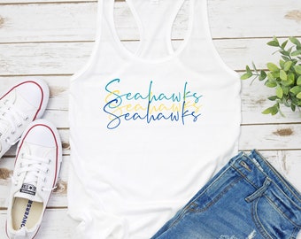 Seahawks Racerback Tank Top | Teal, Gold and Navy | Women's Tank Top | Gift for Her | Seahawks Fan gift for Student or Alumni