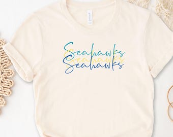 Seahawks Short Sleeve T-Shirt | Teal, Navy and Gold | Women's Shirt | Gift for Her | Seahawk Fan Shirt | Gift for Student